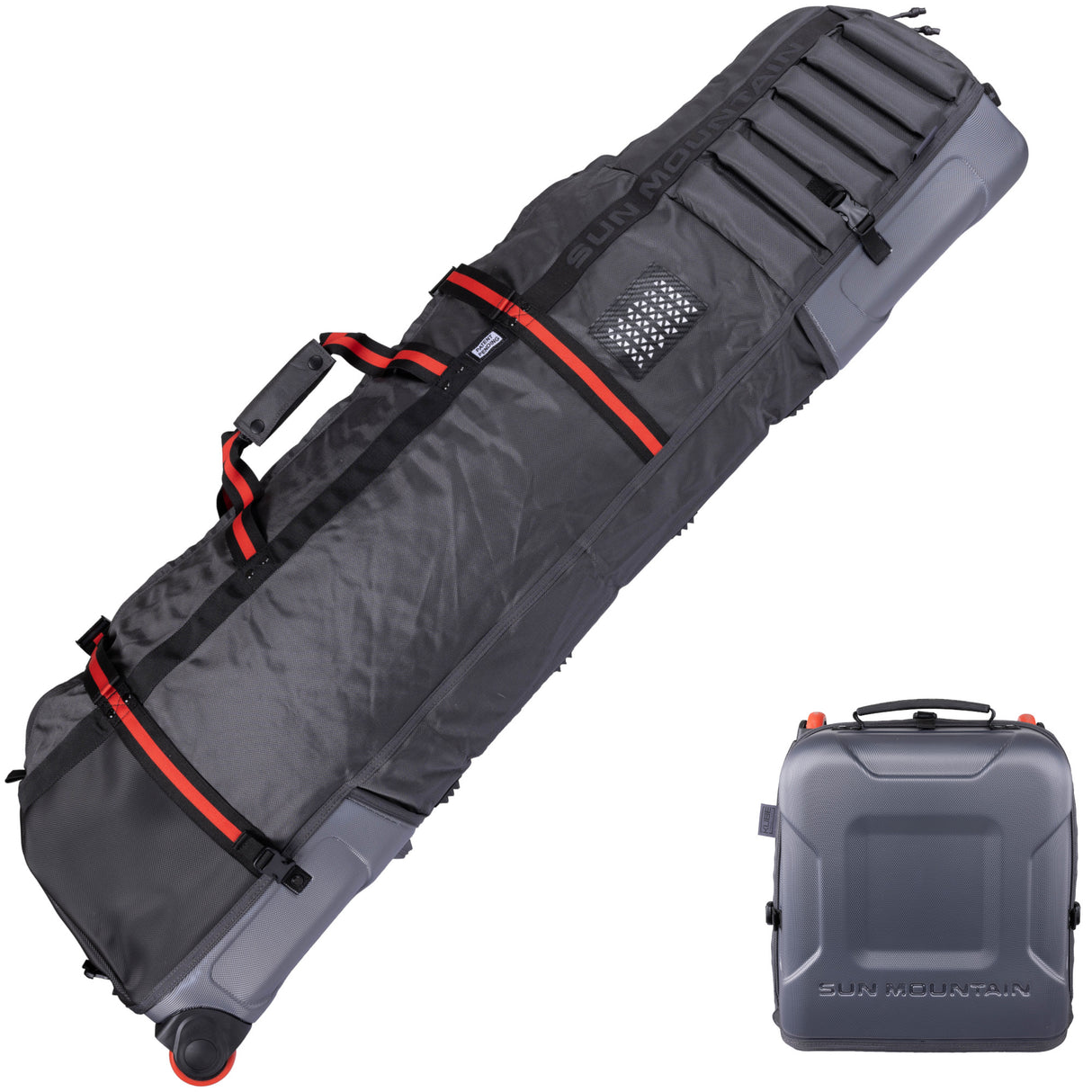 Sun Mountain 2026 KUBE Travelcover / Golf Reisetasche, Steel / Black / Rush Red - Golflaedchen.de