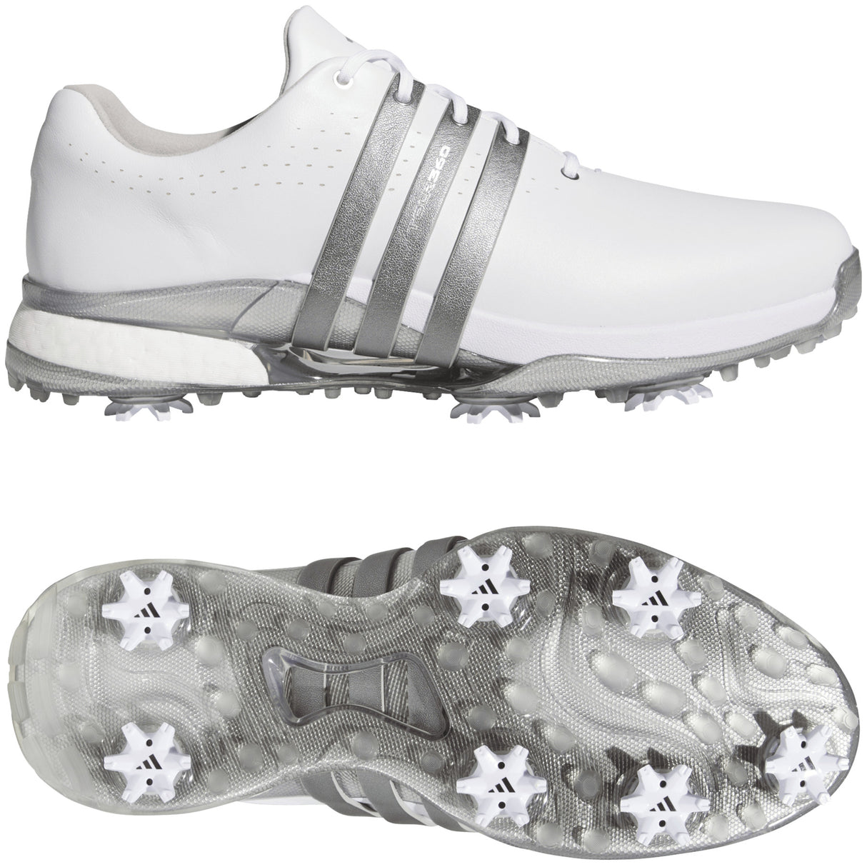 Adidas Tour 360 Herren Golfschuhe 2026, Weiß / Silbergrau - Golflaedchen.de