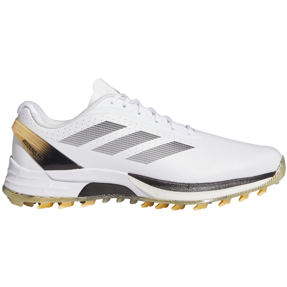 Adidas Adizero ZG Herren Golfschuhe, Weiß / Schwarz / Gold - Golflaedchen.de