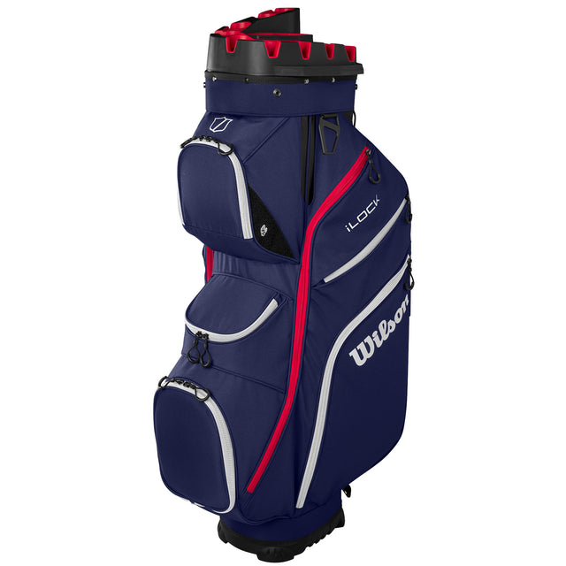 Wilson Staff 2026 I - LOCK 4 Cartbag, Navy / Weiß / Rot - Golflaedchen.de