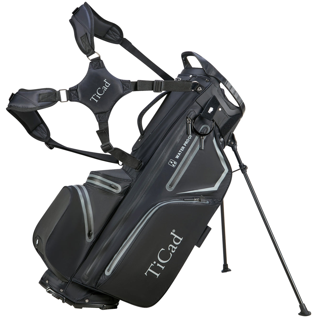 TiCad Premium Waterproof Standbag, Black - Golflaedchen.de