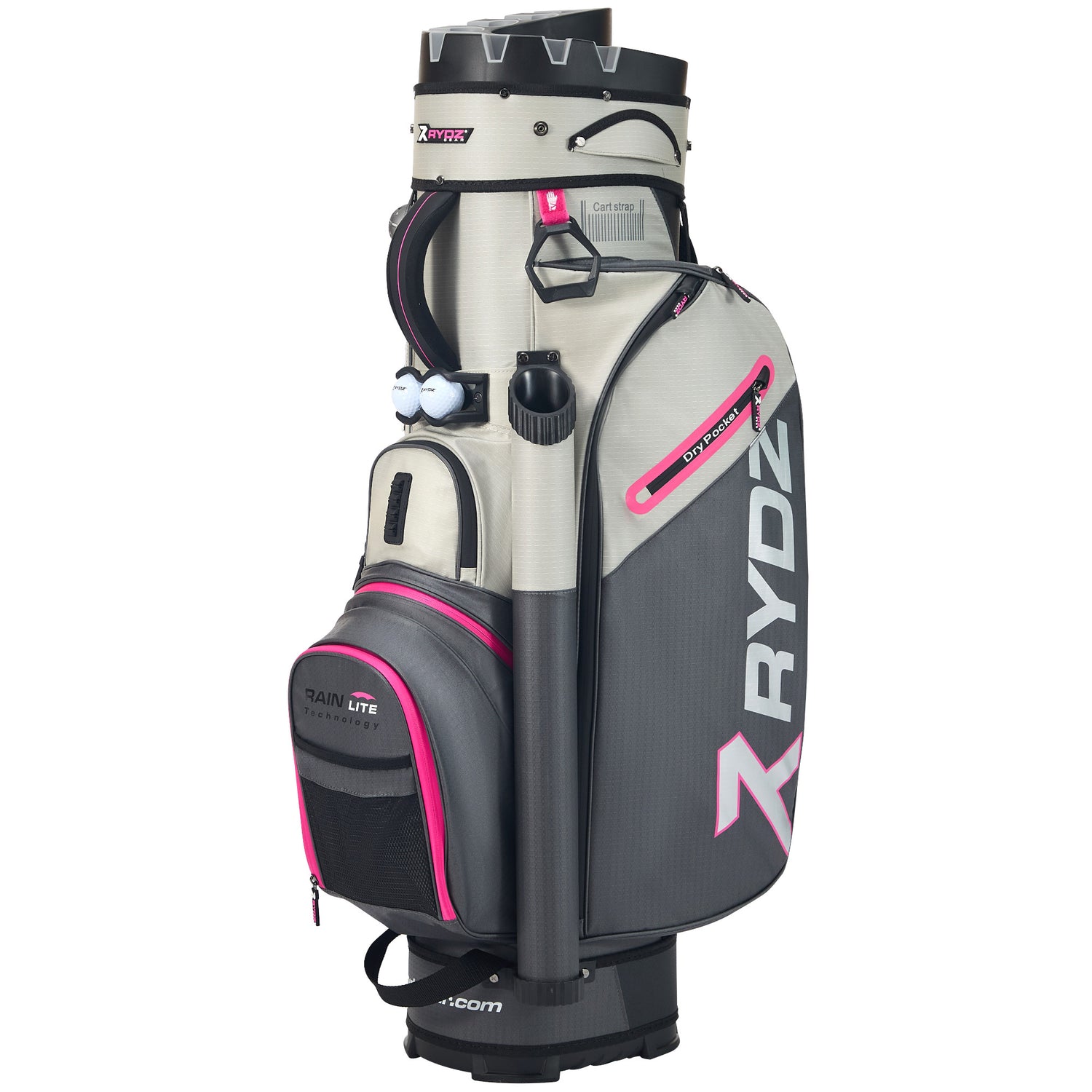 Rydz Gear Lucky Nine Silencer Damen Cartbag, Anthrazit / Grau / Pink - Golflaedchen.de
