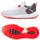 Puma Fusion Crush Sport Junior Kinder Golfschuhe, Weiß / Grau / Rot - Golflaedchen.de