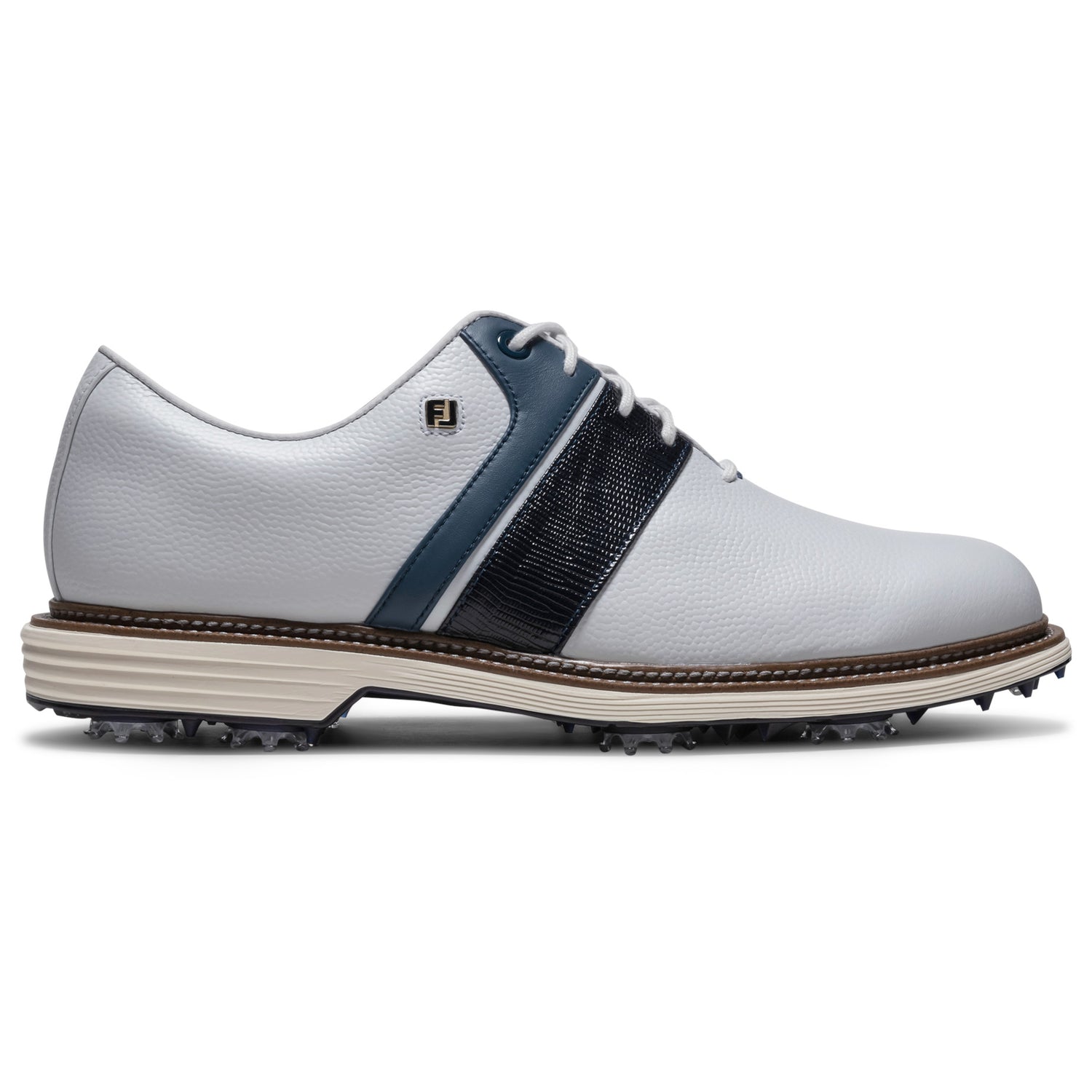 FootJoy 2026 Premier Series Packard Herren Golfschuhe, Weiß / Navy - Golflaedchen.de
