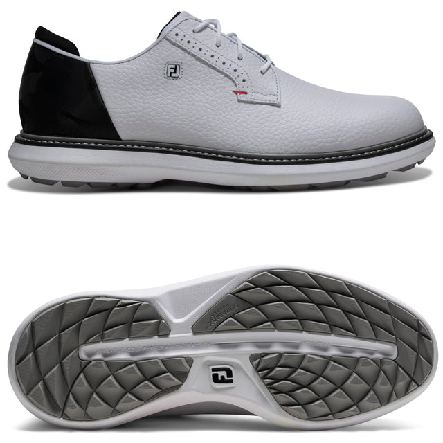 FootJoy 2026 Traditions SL Blucher Herren Golfschuhe, Weiß / Schwarz - Golflaedchen.de